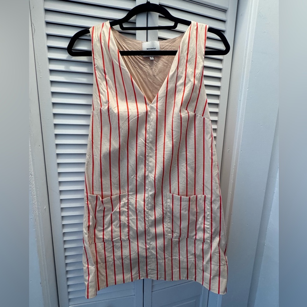 Reformation Red and Cream Striped Dress!